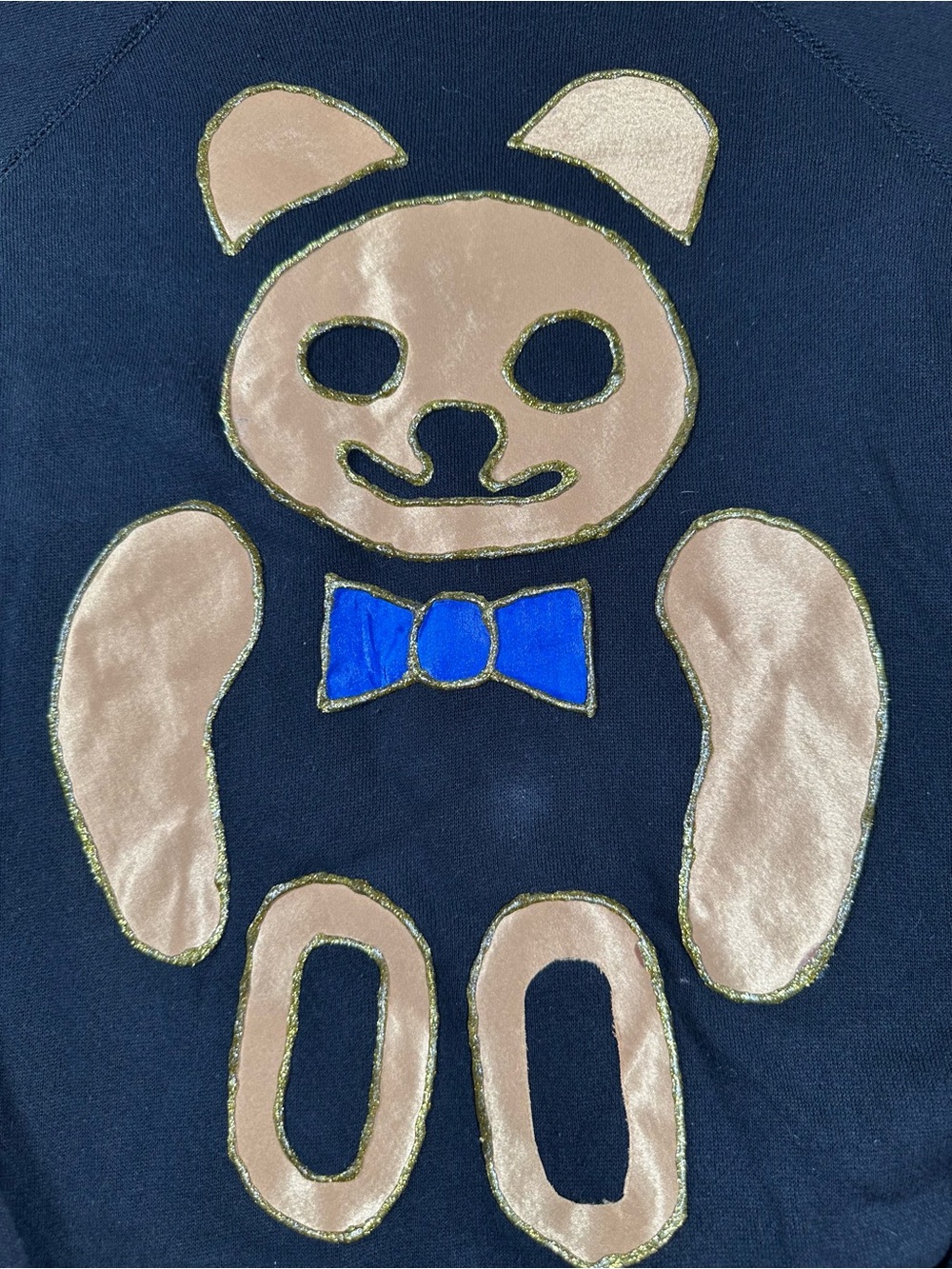 Vintage 80s Pannill Teddy Bear Graphic Sweatshirt XL Black Applique USA Made